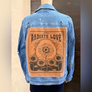 Upcycled Universal Thread Radiate Love Denim Jacket Size L